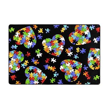 Imagem de Zeraoke Peças de quebra-cabeça tapetes de área de coração para sala de estar 1,2 x 1,5 m, tapete macio e moderno, tapetes antiderrapantes para decoração de casa, tapete lavável para quarto, jantar,
