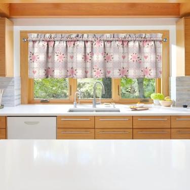 Imagem de sgqjdpmc 1 peça de cortinas de cozinha de flores para janelas de cozinha, cortinas de arte de fazenda, decoração sobre a pia 45,7 x 137 cm