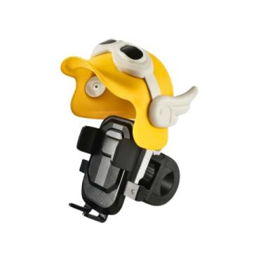 Imagem de Suporte Celular para Moto Bicicleta Estilo Capacete com Asas Amarelo