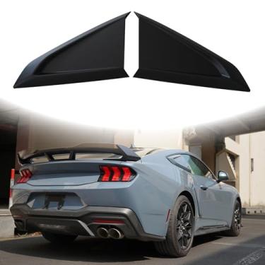 Imagem de KETAI Persiana de janela lateral compatível com 2024 UP Ford Mustang Para-brisas Quarteirão Cobertura de Para-sol Plástico Preto Fosco (2 Peças)