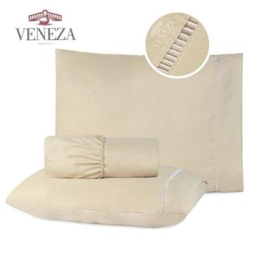 Imagem de Jogo de Lençol Casal Queen 4 Peças MicroPercal 400 Fios Ponto Palito -