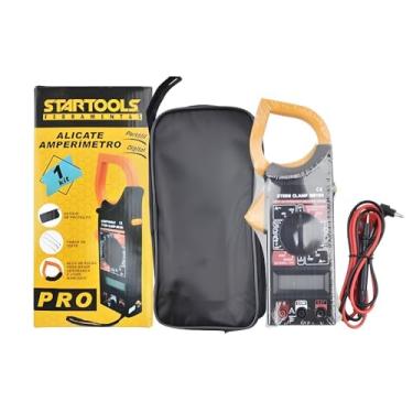 Imagem de Alicate Amperímetro Digital Portátil, Multímetro Profissional para Medição de Corrente Elétrica, Preto e Amarelo, com Estojo de Proteção, Cabos de Teste, 23cm x 6.5cm