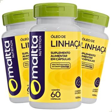 Imagem de Kit 3x Frascos Óleo de Linhaça 180 Cápsulas Ômega 3 6 9 Vitamina de Qu
