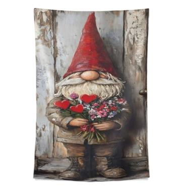 Imagem de STAYTOP Tapeçaria de parede de gnomo fofo para decoração de casa, decoração de dormitório, sala de estar, quarto, tapete de parede (90 × 60 pol)