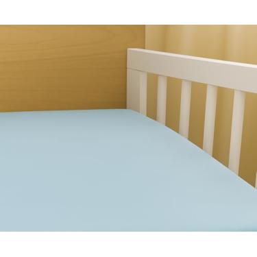 Imagem de Kit 3 Pç Lençol Avulso Malha Liso com Elástico para Berço Americano Malha 1005 Algodão Hipoalergenico 160x98x12cm Azul Bebê