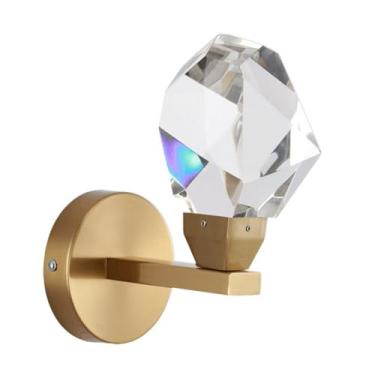 Imagem de Arandela de parede LED, com detalhes em cristal dourado e metal, ideal para quarto, sala de estar e sala de jantar (1 ou 2 unidades).