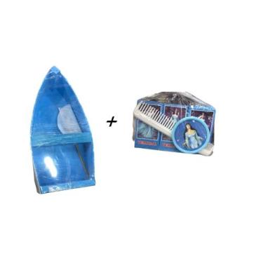 Imagem de Barco De Madeira Oferenda Iemanjá Grande 60 Cm ul E Branco - Lynx