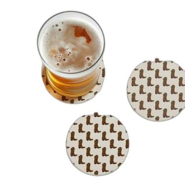 Imagem de Porta Copos Com Ilustração Personalizada Botas de Cowboy Tema Oeste Selvagem - Tamanho 10x10 cm