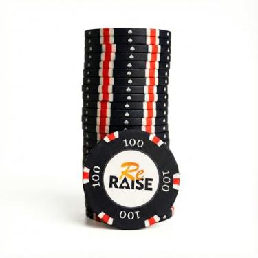 Imagem de Reraise R7 Premium Ceramic Poker Chips – 25 Pack, 10g Numbered Casino-Grade Chips for Texas Hold'em | Durable (Black 100 V1)