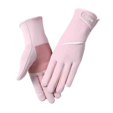 Imagem de Luvas femininas térmicas para tela sensível ao toque - forro de lã impermeável para esportes ao ar livre (rosa)