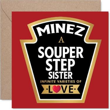 Imagem de Stuff4 Cartão de aniversário Step Sister - Souper - Cartão de feliz aniversário para irmã de irmão irmão, design de etiqueta de produto de 14 cm, cartões comemorativos de aniversário