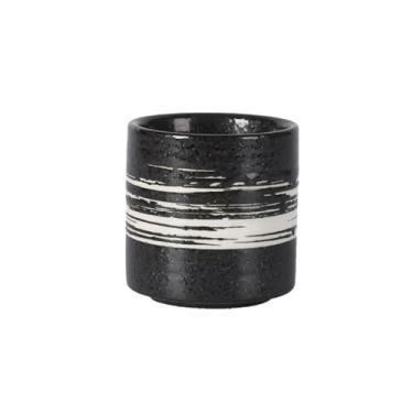 Imagem de Caneca de chá Talheres de cerâmica para sushi comercial, caneca reta, retrô, listrada, preta e branca Xícaras de café