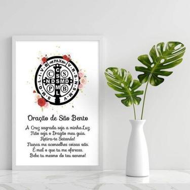 Imagem de Quadro Oração De São Bento 45X34Cm Moldura Branca