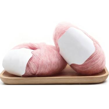 Imagem de 1 rolo de fio de mohair 25 g angorá pequeno fio de lã longo para tecer cachecóis, xales, suéteres, chapéus, sapatos e artesanato