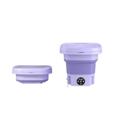 Imagem de Mini Máquina de Lavar Roupas Dobrável Portátil, 6,5 Litros, Plástico Resistente e Silicone, Bivolt, 26x27cm Aberto, para Apartamentos, Viagens e Camping