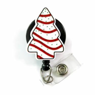 Imagem de Carretel de crachá de Natal, clipe de crachá de árvore de Natal, suporte de crachá para professor, carretel retrátil de crachá de enfermeira, presentes de carretel de crachá de meia de enfermeira