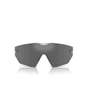 Imagem de Versace Óculos de sol VE 4461 148/6V com escudo de plástico cristal, lente espelhada cinza