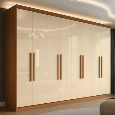 Imagem de Guarda-Roupa Casal German 8 Portas 4 Gavetas Cinamomo/Off White - Maxel