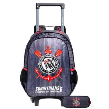 Imagem de Kit Corinthians Timão Mochila Roda 2EM1 + Estojo Triplo - Xeryus