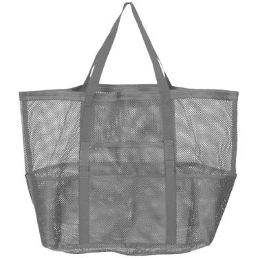 Imagem de Bolsa de praia grande de malha com bolso com zíper, bolsa de natação resistente para mulheres, design respirável à prova de areia, armazenamento espaçoso para academia, natação e atividades ao ar