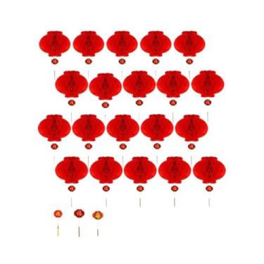 Imagem de Lanternas De Papel Vermelhas Chinesas 20pcs Lanternas Redondas Pendent