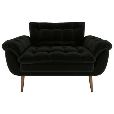 Imagem de Sofá 2 Lugares Pequeno 1,25 Pés Em Madeira Maciça Xangai Veludo Cinza 