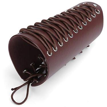 Imagem de Alomejor Protetor de Braço, Braçadeira de Couro Pu Ajustável Com Fecho de Renda Lateral, Proteção de Pulso Estilo Punk para Esportes de Equitação de Motocicleta de Tiro Com