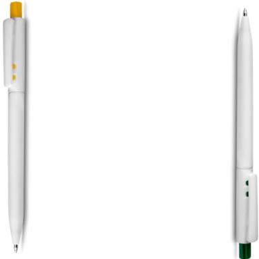 Imagem de Caneta Esferográfica Retrátil, Escrita Azul, Alumínio Reciclado, Corpo Emborrachado, Ponta Touch, Refil Parker, Ambidestro, 15g (Amarelo e Verde)