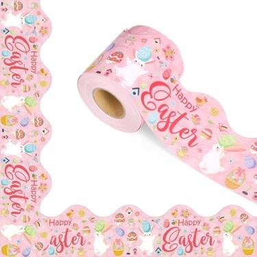 Imagem de Bordas de quadro de avisos de Páscoa, adesivos de quadro de avisos de Páscoa de 20 metros, decorações de ovo de coelho, primavera, para sala de aula, escritório, quadro branco, janela