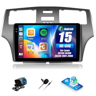 Imagem de Estéreo automotivo Android 4G + 64G para Lexus ES 2001-2005 com carplay sem fio Android Auto 9 polegadas unidade de cabeça de substituição para câmera de reserva WiFi, GPS, FM RDS Bluetooth