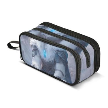 Imagem de TSENQUE Estojo de lápis de olhos azuis de tigre branco legal bolsa de armazenamento de lápis grandes bolsas de armazenamento de lápis adolescentes meninas meninos padrão adultos crianças organizador