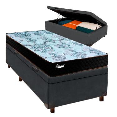 Imagem de Conjunto Cama Box Bau Blindado Solteiro + Colchão Molas Ensacadas Life Gold Paropas