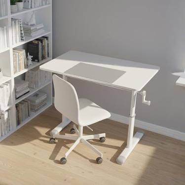 Imagem de Mesa Elevatória Manual com Altura Ajustável de 63 a 90cm - Escrivaninha de Tampo para Estudo com mouse pad, Trabalho, Escritório e Lazer,80 * 60cm branco