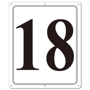 Imagem de i-CowFun Placa numerada de metal premium ao ar livre, refletiva de 30,5 x 25,4 cm placas numeradas de alumínio grande 18 para estacionamento, quadra de tênis, campo, armazém, corredor, edifício, doca