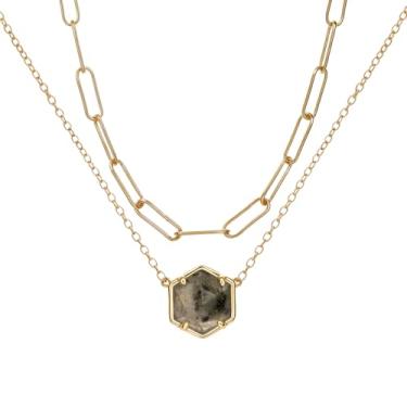 Imagem de rgwtgkyh Colar feminino com pingente de quartzo rosa, ouro 14k, amazonita, verde, roxo, rosa, Large, Metal, Pedra