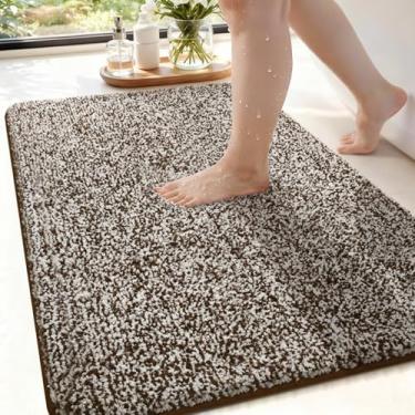 Imagem de ISEAU Tapetes de banheiro 61 x 91 cm, tapete de banho de microfibra super absorvente, tapete de chuveiro antiderrapante com suporte TPR, tapete de banheira lavável na máquina de pelúcia grosso para