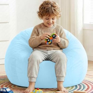 Imagem de AZHCHKE Cadeira de pufe de armazenamento de animais de pelúcia (sem enchimento), poltrona de veludo macio e confortável para adultos, crianças, adolescentes, meninas, cães, gatos, animais de estimação