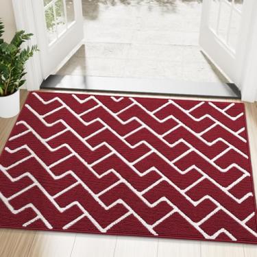 Imagem de OLANLY Tapete de porta frontal, suporte de borracha antiderrapante, resistente à sujeira e absorvente, lavável, capacho interno de baixo perfil fácil de limpar para porta traseira, entrada, entrada