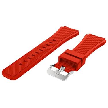 Imagem de EPANO Pulseira de borracha para Huawei Gt 2 Pulseira para Samsung Galaxy Watch 3 45mm Gear S3 Frontier 22mm Pulseira de relógio para Xiaomi Ls05 (Cor: Vermelho, Tamanho: 22mm)