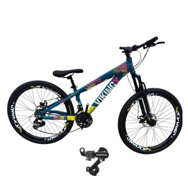 Imagem de Bicicleta 26 VikingX T25 24v Cambio Shimano Freeride Traseiro Pneu Aro 26 Balão Preto-Unissex
