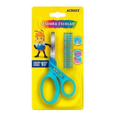 Imagem de Tesoura Escolar, Acrilex, Letras, Azul