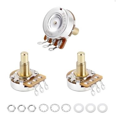 Imagem de Banworks Latão A250K+B250K M8 Rosca métrica Tamanho completo Potenciômetros de eixo sólido 2A1B Eixo longo (comprimento de 18 mm) Potenciômetros de áudio e cone linear para Epiphone Les Paul LP/SG