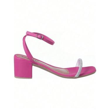 Imagem de Sandália Salto Alto Feminina Com Tira Fivela Salto Grosso Confortável 