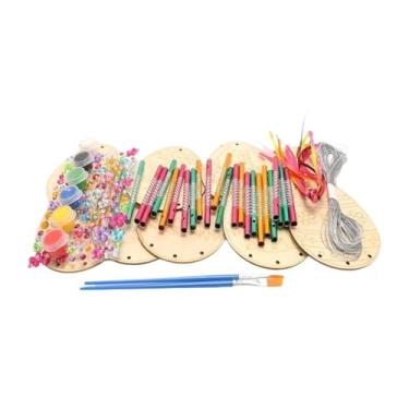 Imagem de Colaxi Kit de artesanato de sino de vento de Páscoa, artesanato de madeira para colorir faça você mesmo, leve, criativo, enfeites de Páscoa para pendurar, Style D