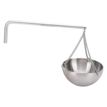 Imagem de WALFRONT Sauna Aromaterapia Tigela de Aço Inoxidável Suporte Copo óleo Essencial Com Braço Oscilante 12cm Difusor Aromaterapia para Sauna Sala Spa