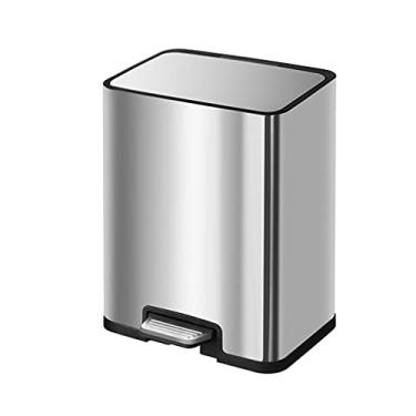 Imagem de pcagfaajmh Caixote do lixo da cozinha, banheiro, lixeira com tampa, lixeira de escritório para quarto, cozinha, sala de artesanato, escritório (cor: branco) (prata)