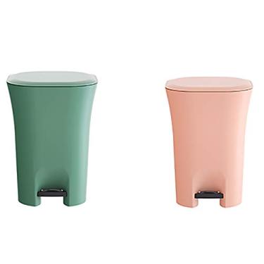 Imagem de pcagfaajmh Caixote do lixo caixote do lixo tampa de pedal de plástico cesto de lixo recipiente de lixo para banheiros salas de pó cozinhas escritórios domésticos quartos de crianças caixote do lixo
