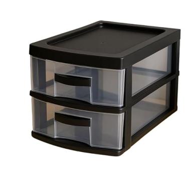 Imagem de Organizador De Gavetas Com 4 E 3 Gavetas De Plástico Grande- Armário Cozinha Quarto(2 Gavetas Preto)