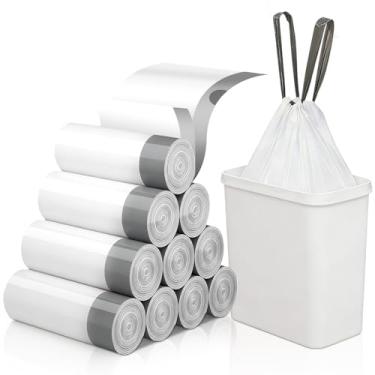 Imagem de Saco de lixo de 220 litros, sacos de lixo pequenos com cordão, sacos de lixo grossos pré-separados, forros de lixo, adequados para banheiro, cozinha, quarto, escritório (branco)