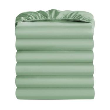 Imagem de Sábana Ajustable Maple&Stone Twin 99x191 cm Paquete de 6 Verde Salvia